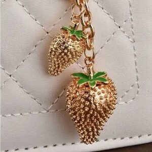 Strawberry Charm Keychain Gold and Green